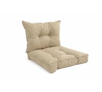 POKAR Lot de 2 Coussins de Jardin 1x Assise 50x50x10 cm + 1x Dossier 50x40x10 cm | Imperméable et Déperlant | Set de Coussins pour Chaise, Fauteuil Rotin et Salon de Jardin | Made in EU | Beige