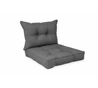 POKAR Lot de 2 Coussins de Jardin 1x Assise 50x50x10 cm + 1x Dossier 50x40x10 cm | Imperméable et Déperlant | Set de Coussins pour Chaise, Fauteuil Rotin et Salon de Jardin | Made in EU | Gris