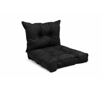POKAR Lot de 2 Coussins de Jardin 1x Assise 60x60x10 cm + 1x Dossier 60x40x10 cm | Imperméable et Déperlant | Set de Coussins pour Chaise, Fauteuil Rotin et Salon de Jardin | Made in EU | Noir