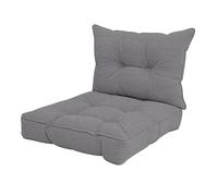 POKAR Lot de 2 Coussins de Jardin 1x Assise 70x70x10 cm + 1x Dossier 70x40x10 cm en Velours Côtelé Corduroy | Set de Coussins pour Chaise, Fauteuil Rotin et Salon de Jardin | Made in EU | Gris Foncé