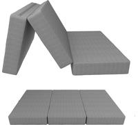 POKAR Matelas pliant Matelas pliable en 3 parties Matelas d'invité Lit de camp Lit pliant, Taille:120 x 195 x 15 cm, Couleur:Gris
