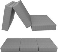 POKAR Matelas pliant Matelas pliable en 3 parties Matelas d'invité Lit de camp Lit pliant, Taille:80 x 195 x 15 cm, Couleur:Gris