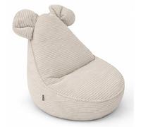 POKAR Pouf Enfant avec Oreilles de Souris 68x68x50 cm | Fauteuil Enfant Velours Côtelé Remplissage Mousse PU | Fauteuil Poire Montessori Chambre d'enfant | Oeko-TEX | Made in EU | Crépuscule Sablé