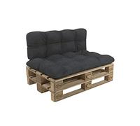 POKAR Set de 2 Coussins Matelassé pour Palettes Euro: 1x Assise 120x60cm + 1x Dossier 120x60cm, en Mousse formée à Froid, pour Canapé de Jardin, Intérieur et Extérieur, sans Palette, Anthracite