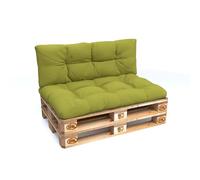 POKAR Coussin pour palette avec belle surpiqûre, Taille:Set coussin d'assise 120x80 + coussin de dossier 120x40, Couleur:Lime