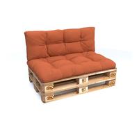 POKAR Set de 2 Coussins Matelassé pour Palettes Euro: 1x Assise 120x80cm + 1x Dossier 120x40cm, en Mousse formée à Froid, pour Canapé de Jardin, Intérieur et Extérieur, sans Palette, Orange