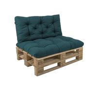POKAR Set de 2 Coussins pour Palette : 1x Assise 120x60 + 1x Dossier 120x60 | Coussins Matelassé pour Canapé et Salon de Jardin | Extérieur et Intérieur | Oeko-Tex | Made in EU | Vert foncé