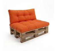 POKAR Set de 2 Coussins pour Palette : 1x Assise 120x80 + 1x Dossier 120x40 | Coussins Matelassé pour Canapé et Salon de Jardin | Extérieur et Intérieur | Made in EU | Orange