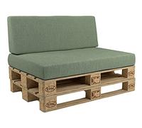 POKAR Set de 2 Coussins pour Palettes Euro: 1x Assise 120x80cm + 1x Dossier 120x40cm, en Mousse formée à Froid, pour Canapé de Jardin, Intérieur et Extérieur, sans Palette, Vert