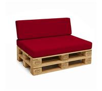 POKAR Set de 2 Coussins pour Palettes Euro: 1x Assise 120x80cm + 1x Dossier 120x40cm, en Mousse formée à Froid, pour Canapé de Jardin, Intérieur et Extérieur, sans Palette, Rouge Foncé