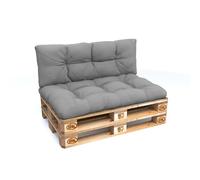 POKAR Set de 2 Coussins pour Palettes Euro Déperlant: 1x Assise 120x80cm + 1x Dossier 120x40cm, pour Canapé de Jardin, sans Palette, Gris