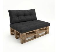 POKAR Set de 2 Coussins pour Palettes Euro Imperméable: 1x Assise 120x80cm + 1x Dossier 120x40cm, pour Canapé de Jardin, sans Palette, Noir