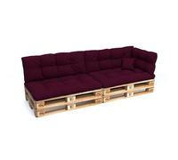 POKAR Set de 6 Coussins Matelassé pour Palettes Euro: 2X Assise 120x80cm + 2X Dossier 120x40cm + 1x Dossier 60x40cm + 1x Coussin 40x40cm, Canapé de Jardin, sans Palette, Violet