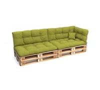 POKAR Set de 6 Coussins Matelassé pour Palettes Euro: 2X Assise 120x80cm + 2X Dossier 120x40cm + 1x Dossier 60x40cm + 1x Coussin 40x40cm, Canapé de Jardin, sans Palette, Vert Lime