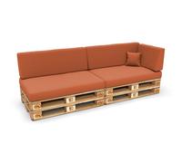 POKAR Set de 6 Coussins pour Palettes Euro: 2X Assise 120x80cm + 2X Dossier 120x40cm + 1x Dossier 60x40cm + 1x Coussin 40x40cm, Canapé de Jardin, Intérieur et Extérieur, sans Palette, Orange