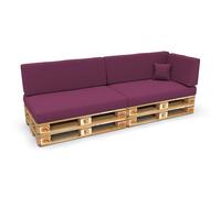 POKAR Set de 6 Coussins pour Palettes Euro: 2X Assise 120x80cm + 2X Dossier 120x40cm + 1x Dossier 60x40cm + 1x Coussin 40x40cm, Canapé de Jardin, Intérieur et Extérieur, sans Palette, Violet