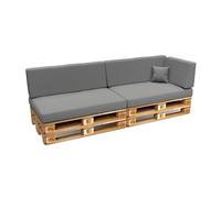 POKAR Set de 6 Coussins pour Palettes Euro Déperlant: 2X Assise 120x80cm + 2X Dossier 120x40cm + 1x Dossier 60x40cm + 1x Coussin 40x40cm, Canapé de Jardin, sans Palette, Gris