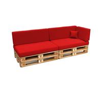 POKAR Set de 6 Coussins pour Palettes Euro Déperlant: 2X Assise 120x80cm + 2X Dossier 120x40cm + 1x Dossier 60x40cm + 1x Coussin 40x40cm, Canapé de Jardin, sans Palette, Rouge