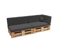 POKAR Set de 6 Coussins pour Palettes Euro Déperlant: 2X Assise 120x80cm + 2X Dossier 120x40cm + 1x Dossier 60x40cm + 1x Coussin 40x40cm, Canapé de Jardin, sans Palette, Anthracite