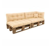 POKAR Set de 6 Coussins pour Palettes Euro Imperméable: 2X Assise 120x80cm + 2X Dossier 120x40cm + 1x Dossier 60x40cm + 1x Coussin 40x40cm, Canapé de Jardin, sans Palette, Beige