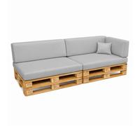 POKAR Set de 6 Coussins pour Palettes Euro Imperméable: 2X Assise 120x80cm + 2X Dossier 120x40cm + 1x Dossier 60x40cm + 1x Coussin 40x40cm, Canapé de Jardin, sans Palette, Gris