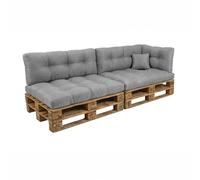 POKAR Set de 6 Coussins pour Palettes Euro Imperméable: 2X Assise 120x80cm + 2X Dossier 120x40cm + 1x Dossier 60x40cm + 1x Coussin 40x40cm, Canapé de Jardin, sans Palette, Gris