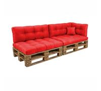 POKAR Set de 6 Coussins pour Palettes Euro Imperméable: 2X Assise 120x80cm + 2X Dossier 120x40cm + 1x Dossier 60x40cm + 1x Coussin 40x40cm, Canapé de Jardin, sans Palette, Rouge