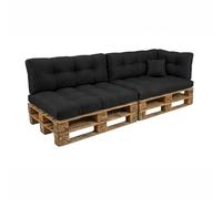 POKAR Set de 6 Coussins pour Palettes Euro Imperméable: 2X Assise 120x80cm + 2X Dossier 120x40cm + 1x Dossier 60x40cm + 1x Coussin 40x40cm, Canapé de Jardin, sans Palette, Noir