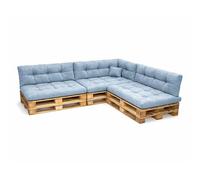 POKAR Set de 8 Coussins pour Palette: 3X Assise 3X Dossier 1x Latéral 1x Déco | Coussins Matelassé pour Canapé et Salon de Jardin | Extérieur et Intérieur | Oeko-Tex | Made in EU | Bleu