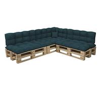 POKAR Set de 8 Coussins pour Palette: 3X Assise 3X Dossier 1x Latéral 1x Déco | Coussins Matelassé pour Canapé et Salon de Jardin | Extérieur et Intérieur | Oeko-Tex | Made in EU | Vert foncé