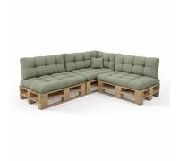 POKAR Set de 8 Coussins Matelassé pour Palettes Euro: 3X Assise 120x80cm + 3X Dossier 120x40cm + 1x Dossier 60x40cm + 1x Coussin 40x40cm, Canapé de Jardin, sans Palette,Vert