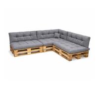 POKAR Set de 8 Coussins Matelassé pour Palettes Euro: 3X Assise 120x80cm + 3X Dossier 120x40cm + 1x Dossier 60x40cm + 1x Coussin 40x40cm, Canapé de Jardin,Gris