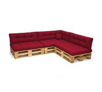POKAR Set de 8 Coussins pour Palette: 3X Assise 3X Dossier 1x Latéral 1x Déco | Coussins Matelassé pour Canapé et Salon de Jardin | Extérieur et Intérieur | Oeko-Tex | Made in EU | Rouge Foncé
