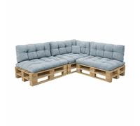 POKAR Set de 8 Coussins pour Palette en Velours Côtelé: 3X Assise 3X Dossier 1x Latéral 1x Déco | Coussins Matelassé pour Canapé et Salon de Jardin | Extérieur et Intérieur | Made in EU | Bleu