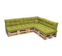POKAR Set de 8 Coussins pour Palettes Euro: 3X Assise 120x80cm + 3X Dossier 120x40cm + 1x Dossier 60x40cm + 1x Coussin 40x40cm, Canapé de Jardin, Intérieur et Extérieur, sans Palette, Vert Lime
