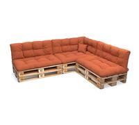 POKAR Set de 8 Coussins pour Palettes Euro: 3X Assise 120x80cm + 3X Dossier 120x40cm + 1x Dossier 60x40cm + 1x Coussin 40x40cm, Canapé de Jardin, Intérieur et Extérieur, sans Palette, Orange