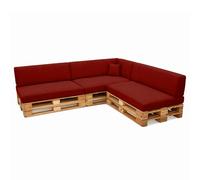 POKAR Set de 8 Coussins pour Palettes Euro: 3X Assise 120x80cm + 3X Dossier 120x40cm + 1x Dossier 60x40cm + 1x Coussin 40x40cm, Canapé de Jardin, Intérieur et Extérieur, sans Palette, Rouge Foncé