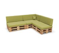 POKAR Set de 8 Coussins pour Palettes Euro: 3X Assise 120x80cm + 3X Dossier 120x40cm + 1x Dossier 60x40cm + 1x Coussin 40x40cm, Canapé de Jardin, Intérieur et Extérieur, sans Palette, Vert Lime
