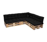 POKAR Set de 8 Coussins pour Palettes Euro Déperlant: 3X Assise 120x80cm + 3X Dossier 120x40cm + 1x Dossier 60x40cm + 1x Coussin 40x40cm, Canapé de Jardin, sans Palette, Noir