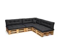 POKAR Set de 8 Coussins pour Palettes Euro Imperméable: 3X Assise 120x80cm + 3X Dossier 120x40cm + 1x Dossier 60x40cm + 1x Coussin 40x40cm, Canapé de Jardin, sans Palette, Noir
