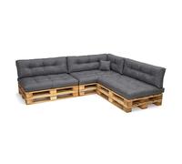 POKAR Set de 8 Coussins pour Palettes Euro Imperméable: 3X Assise 120x80cm + 3X Dossier 120x40cm + 1x Dossier 60x40cm + 1x Coussin 40x40cm, Canapé de Jardin, sans Palette, Anthracite
