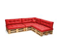 POKAR Set de 8 Coussins pour Palettes Euro Imperméable: 3X Assise 120x80cm + 3X Dossier 120x40cm + 1x Dossier 60x40cm + 1x Coussin 40x40cm, Canapé de Jardin, sans Palette, Rouge
