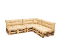 POKAR Set de 8 Coussins pour Palettes Euro Imperméable: 3X Assise 120x80cm + 3X Dossier 120x40cm + 1x Dossier 60x40cm + 1x Coussin 40x40cm, Canapé de Jardin, sans Palette, Beige