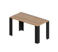 POKAR Table de Salle à Manger, Table Cuisine, Bureau avec Noir Pied de Table et Plateau 2.5 cm, Chêne Craft Or, 120 x 60 x 75 cm