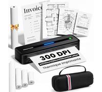 PokeLabel 300dpi Imprimante Thermique A4, 2600mAh Portable Bluetooth pour Papier Thermique 216/210/110/80/53mm, Imprimante Portable sans Encre de Maison Voyage Compatible avec iOS/Android/Windows/Mac