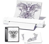 PokeLabel Thermocopieur Tatouage, M08F Imprimante Tatouage avec 10 Feuilles de Papier Transfert, Imprimante Thermique Tatouage Bluetooth Compatible avec iPad Smartphone et PC, pour Artiste Tatoueur