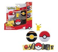 Pokémon Bandai Ceinture Clip 'N' Go - 1 Ceinture, 1 Poké Ball, 1 Luxury Ball et 1 Figurine 5 cm Pikachu - Accessoire pour se déguiser en Dresseur JW0232