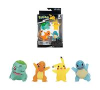 Pokémon Bandai Pack 4 Figurines translucides - Bulbizarre, Pikachu, Salamèche & Carapuce - Figurines 8cm - JW2798