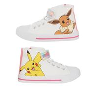Pokemon Baskets montantes en toile Chaussures avec fermeture éclair pour enfants Pikachu Evoli, blanc, 32 EU
