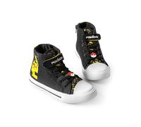 Pokémon Baskets Montantes Pikachu pour garçons avec Sangle Auto-agrippante | Pika Enfants Noir Jaune Lightning Bolt Chaussures | Marchandises Pokeball Merch | Chaussure de rentrée